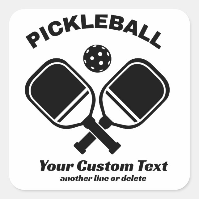 Sticker Carré Pickleball Club Pickleball Paddle & Ball Custom (Devant)
