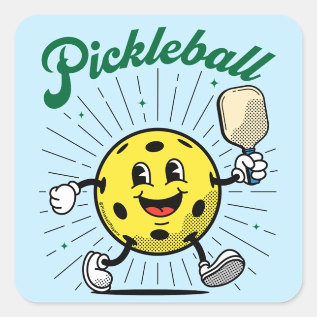 Sticker Carré PICKLEBALL MASCOT par PickleballPlayerz (Devant)