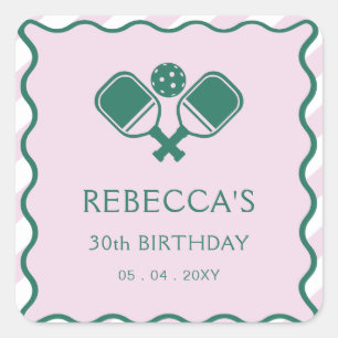 Sticker Carré Pickleball vert rose 30e anniversaire
