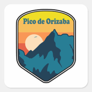 Sticker Carré Pico de Orizaba Mexique Sunrise