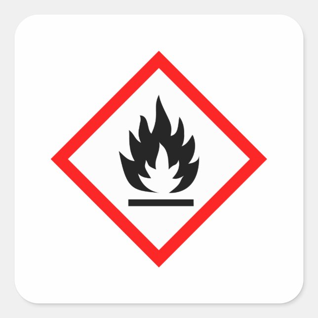 Sticker Carré Pictogramme inflammable / Symbole (Devant)