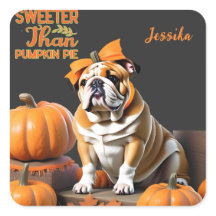 Pie Citrouille Bulldog customisée Sweet Halloween
