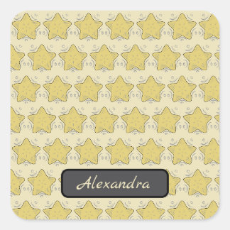 Sticker Carré Pièce appliquée étoile jaune Patchwork
