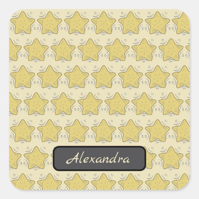 Sticker Carré Pièce appliquée étoile jaune Patchwork (Devant)