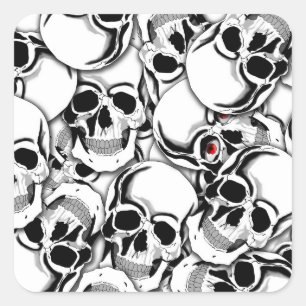 Sticker Carré Pièce de crâne Oeil rouge ID222