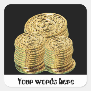 Sticker Carré Pièces d'or ou jetons jeu personnalisable autocoll