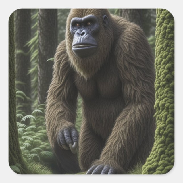 Sticker Carré Pied d'oeuf ou squatch par un arbre (Devant)
