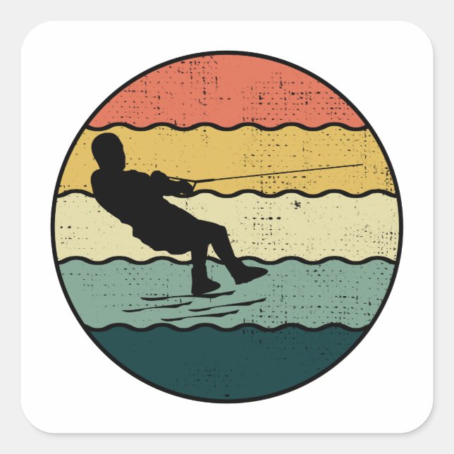 Sticker Carré Pied pieds nus ski nautique Motorboat (Devant)