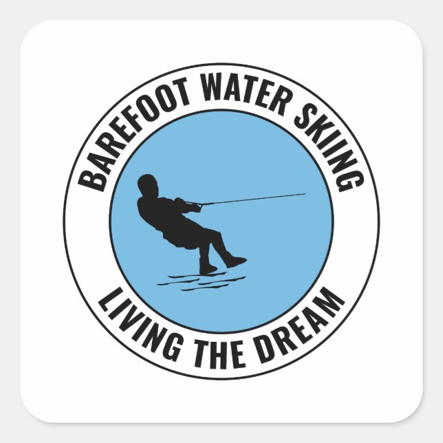 Sticker Carré Pied pieds nus ski nautique Motorboat (Devant)