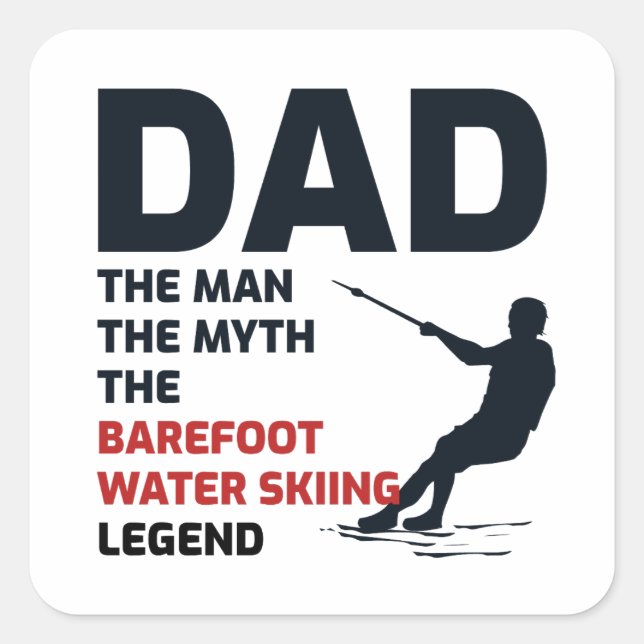 Sticker Carré Pied pieds nus ski nautique Papa (Devant)
