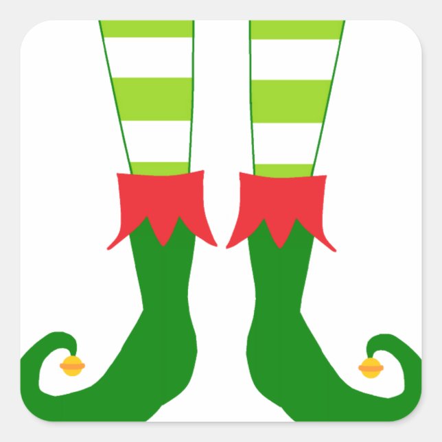 Sticker Carré Pieds elfes de Noël mignons (Devant)