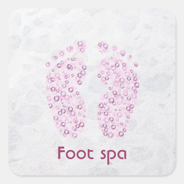 Sticker Carré pieds mousseux rose (Devant)