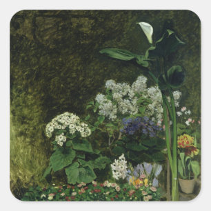 Sticker Carré Pierre A Renoir Fleurs dans une serre