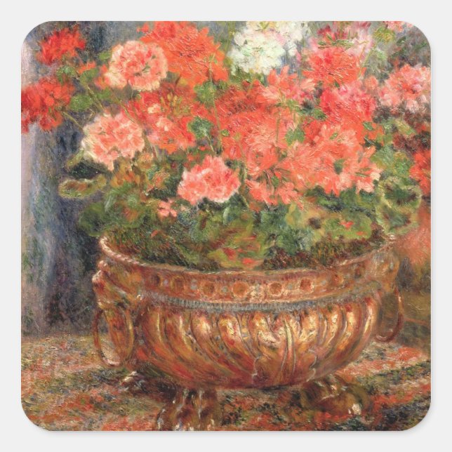 Sticker Carré Pierre A Renoir | Geraniums en Copper Basin (Devant)