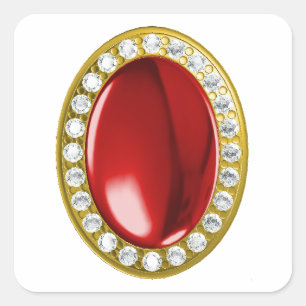 Sticker Carré Pierre rouge avec diamants