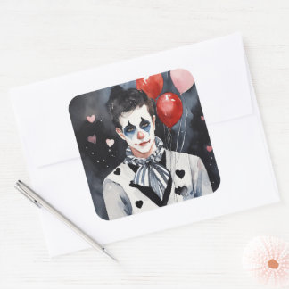 Sticker Carré Pierrot noir et blanc