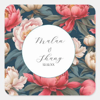 Sticker Carré Pies roses et blanches Mariage oriental