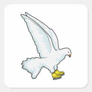Sticker Carré Pigeon Patinage sur glace Patins sur glace
