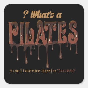 Sticker Carré Pilates amusants trempés dans du chocolat