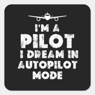 Sticker Carré Pilote amusant