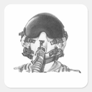 Sticker Carré Pilote de combat