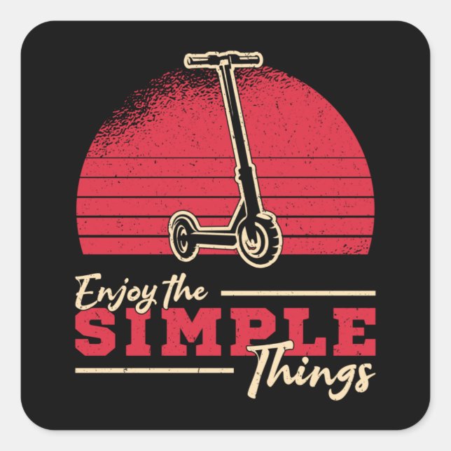 Sticker Carré Pilote De Scooter Profitez Des Choses Simple Stunt (Devant)