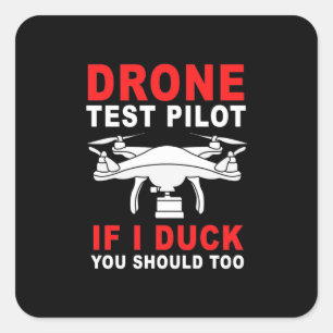 Sticker Carré Pilote d'essai de drone