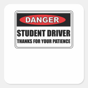 Sticker Carré Pilote d'étudiant rouge S'il vous plaît être patie