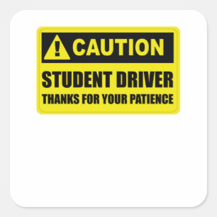 Sticker Carré Pilote étudiant Jaune S'il vous plaît être patient