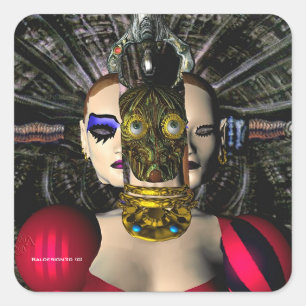 Sticker Carré PILOTE SPACESHIP ANDROID XENIA, Science-fiction