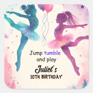 Sticker Carré Pin moderne mignon Jump fille gymnastique 10e anni
