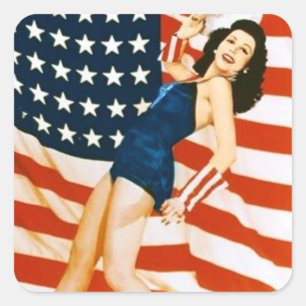 Sticker Carré Pin-up de cru 4 juillet