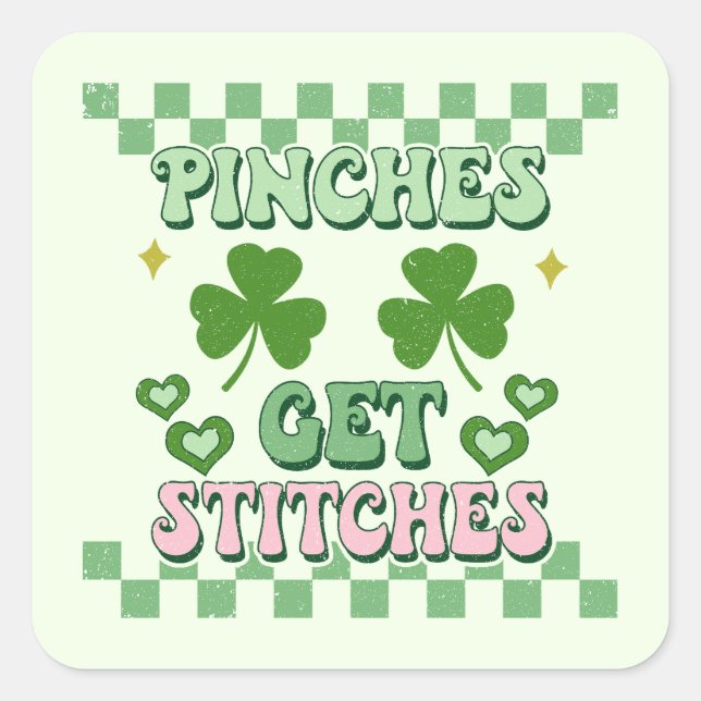 Sticker Carré Pinches Obtenez des points amusants St. Patrick's  (Devant)