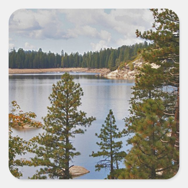 Sticker Carré Pinecrest Lake California en août (Devant)
