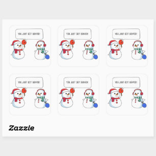 Sticker Carré Ping Pong Funny Noël Snowman A Été Servi