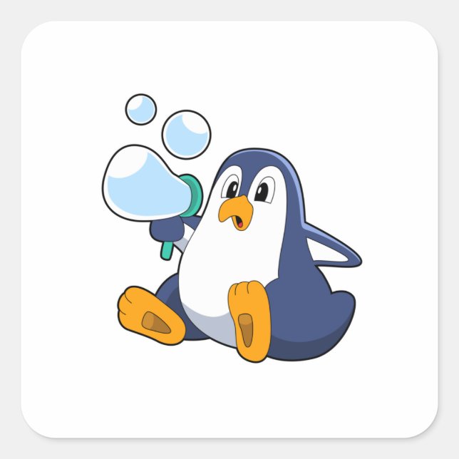 Sticker Carré Pingouin avec bulles de savon.PNG (Devant)