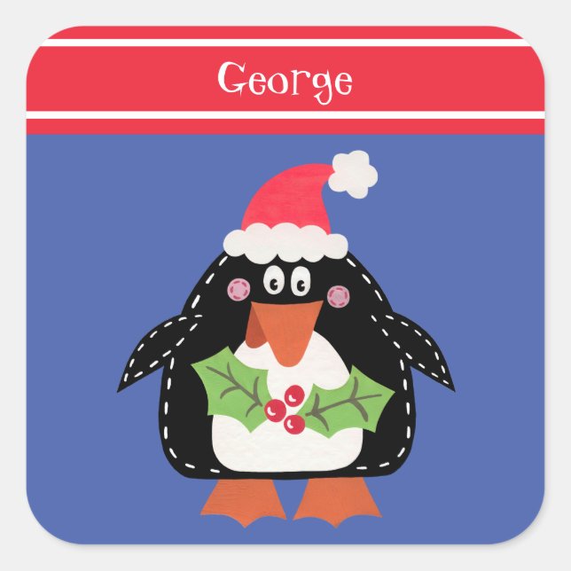 Sticker Carré Pingouin de Noël (Devant)