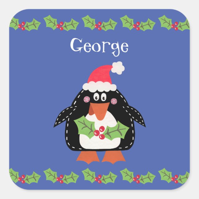 Sticker Carré Pingouin de Noël (Devant)