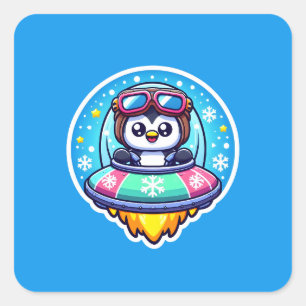 Sticker Carré Pingouin joyeux UFO