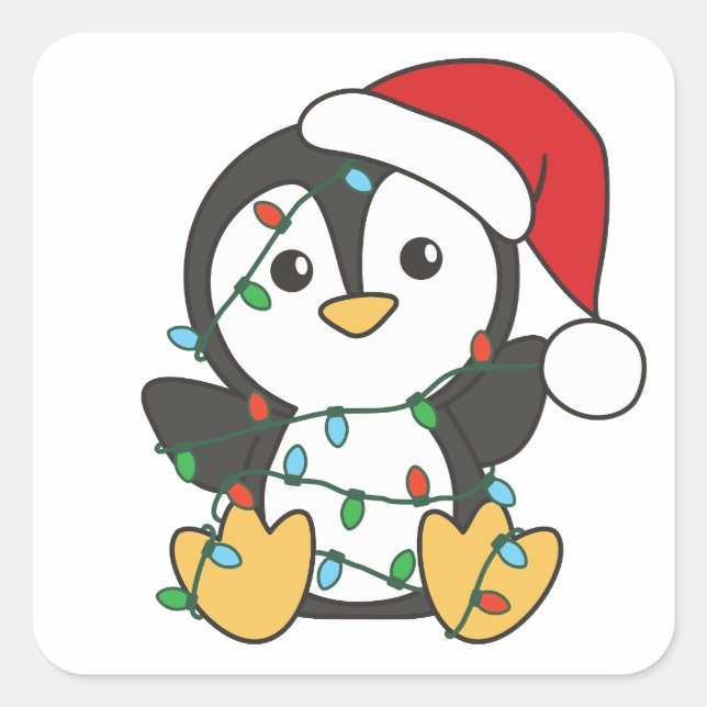 Sticker Carré Pingouin Noël Animaux d'hiver Pingouines de vacanc (Devant)