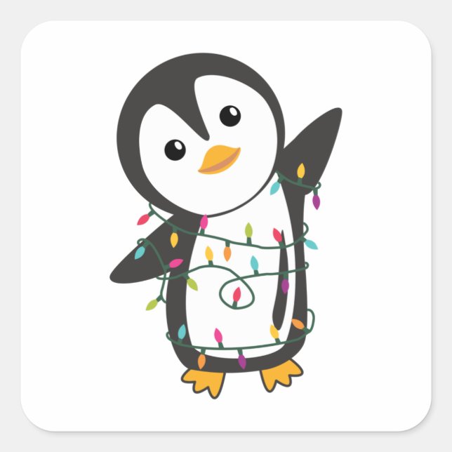 Sticker Carré Pingouin Noël Neige Animaux d'hiver Pingouins (Devant)