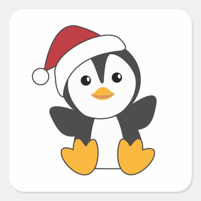 Sticker Carré Pingouin Noël Neige Animaux d'hiver Pingouins (Devant)