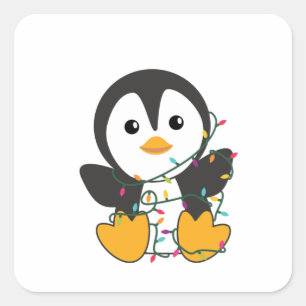 Sticker Carré Pingouin Noël Neige Animaux d'hiver Pingouins