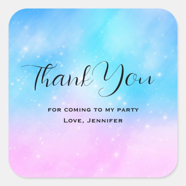Sticker Carré Pink and Blue Pastel Gradient Sky Party Merci (Devant)