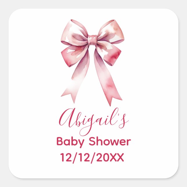 Sticker Carré Pink Bow Coquette Girl Baby Douche (Devant)