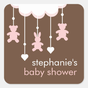 Sticker Carré Pink & Brown Sweet Baby Girl Mobile