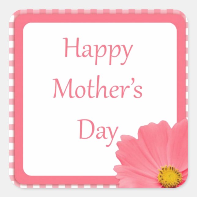 Sticker Carré Pink Check Floral Mothers Day (Devant)