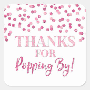 Sticker Carré Pink Confetti Merci pour Popping By