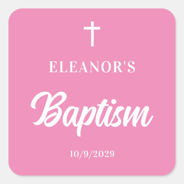 Sticker Carré Pink Girl Baptism  (Devant)