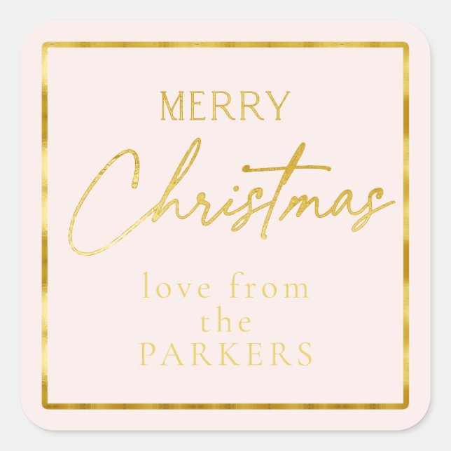Sticker Carré Pink Gold Joyeux Noël ID1009 (Devant)